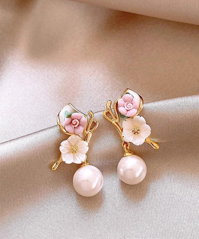Unique Rainbow Copper Alloy Butterfly Floral Drop Earrings