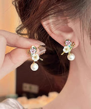 Unique Rainbow Copper Alloy Butterfly Floral Drop Earrings