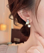 Unique Rainbow Copper Alloy Butterfly Floral Drop Earrings
