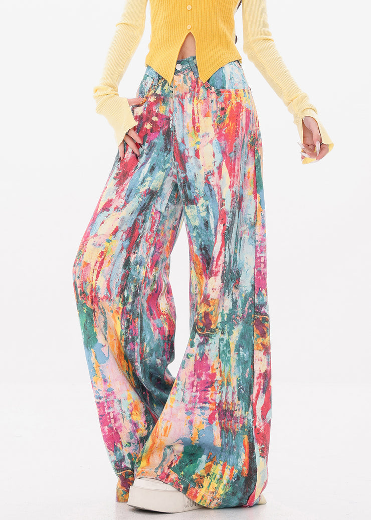 Unique Rainbow Pockets High Waist Wide Leg Pants Fall