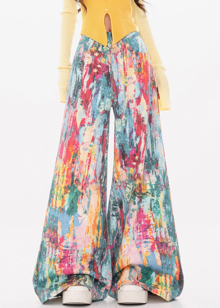 Unique Rainbow Pockets High Waist Wide Leg Pants Fall