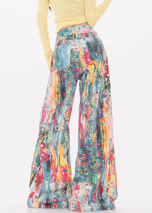 Unique Rainbow Pockets High Waist Wide Leg Pants Fall