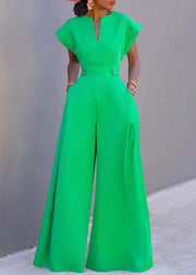 Unique Rainbow Striped V Neck Jumpsuit Short Sleeve
