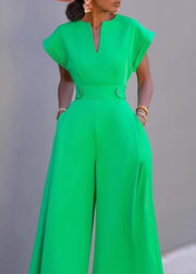 Unique Rainbow Striped V Neck Jumpsuit Short Sleeve