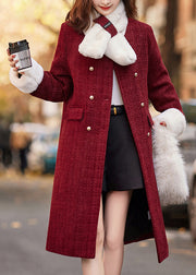 Unique Red O Neck Fur Patchwork Duck Down Puffer Coats Winter