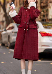 Unique Red O Neck Fur Patchwork Duck Down Puffer Coats Winter