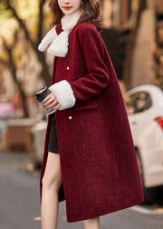 Unique Red O Neck Fur Patchwork Duck Down Puffer Coats Winter