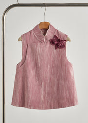 Unique Rose Floral Decorated Silk Velour Vests Fall