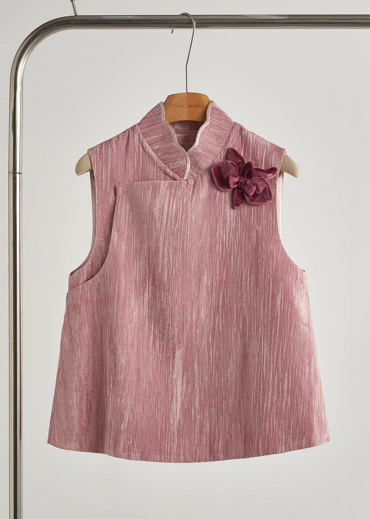Unique Rose Floral Decorated Silk Velour Vests Fall