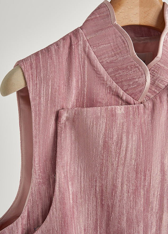 Unique Rose Floral Decorated Silk Velour Vests Fall