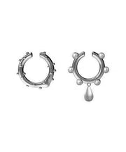 Unique Silk Copper Asymmetrical Water Drop Pearl Hoop Earrings