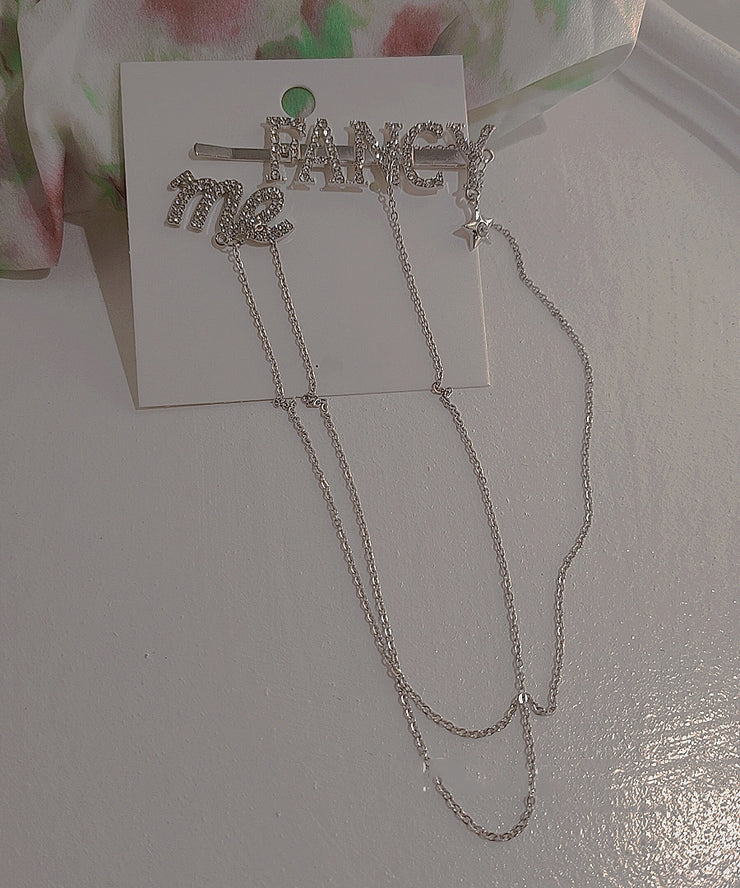 Unique Silk Copper Graphic Chain Tassel Stud Earrings Hairpin