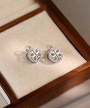 Unique Silk Copper Overgild Zircon Circle Hollow Out Hoop Earrings