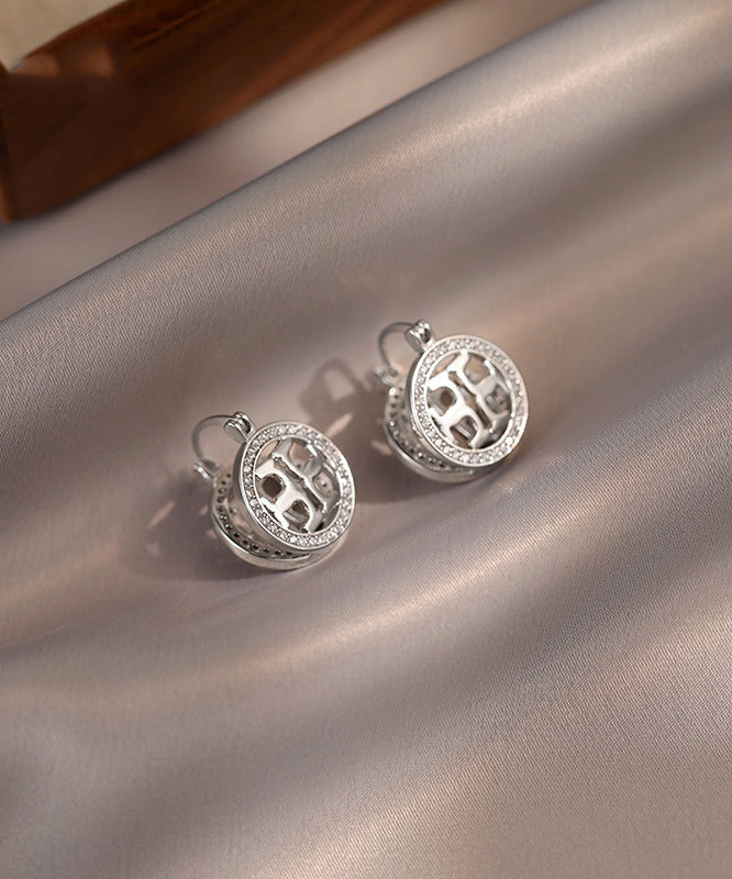 Unique Silk Copper Overgild Zircon Circle Hollow Out Hoop Earrings