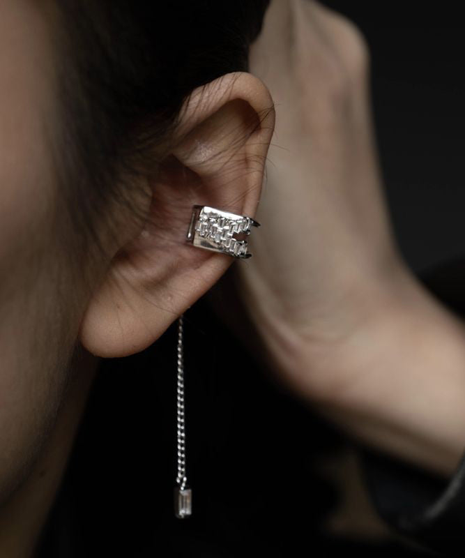 Unique Silk Copper Overgild Zircon Tassel Drop Earrings