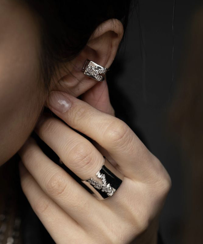 Unique Silk Copper Overgild Zircon Tassel Drop Earrings