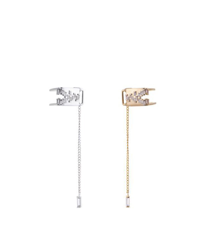 Unique Silk Copper Overgild Zircon Tassel Drop Earrings