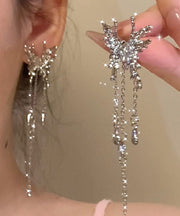 Unique Silk Metal Alloy Zircon Butterfly Tassel Drop Earrings