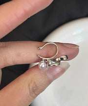 Unique Silk Metal Zircon Pearl Bow Ribbon Stud Earrings