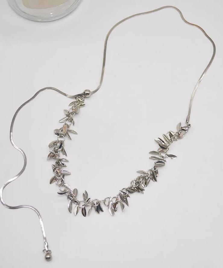 Unique Silk Stainless Steel Sequins Ear Of Wheat Tassel Pendant Necklace