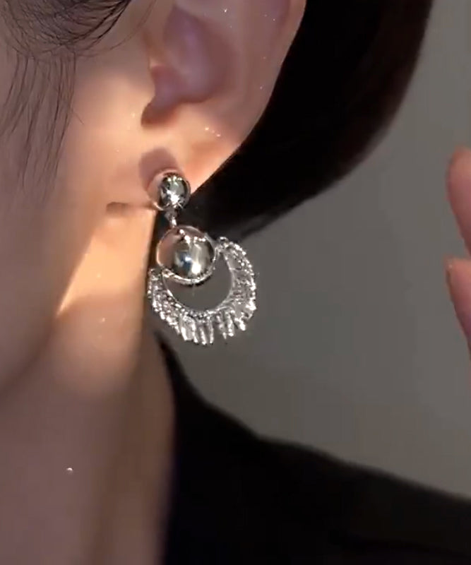 Unique Silk Stergild Silver Ball Tassel Drop Earrings