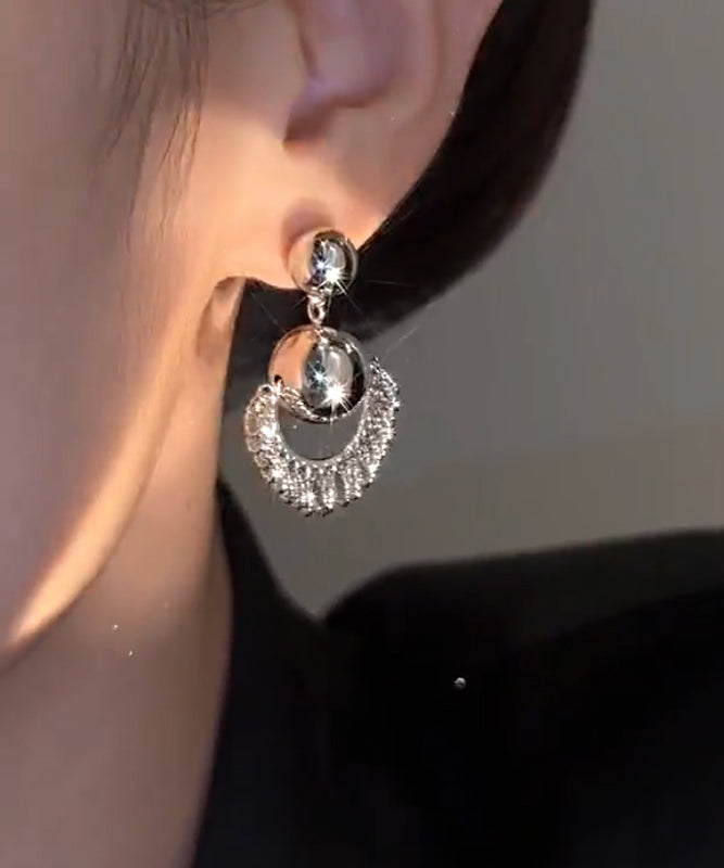 Unique Silk Stergild Silver Ball Tassel Drop Earrings