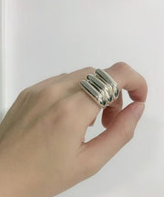 Unique Silk Sterling Silver Layered Rings