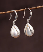 Unique Silk Sterling Silver Pearl Drop Earrings