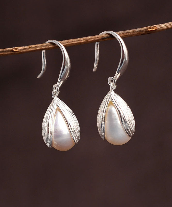 Unique Silk Sterling Silver Pearl Drop Earrings