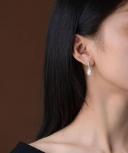 Unique Silk Sterling Silver Pearl Drop Earrings