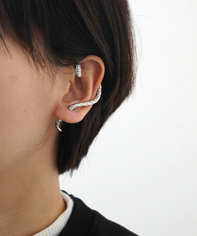 Unique Silk Sterling Silver Serpentin Stud Earrings