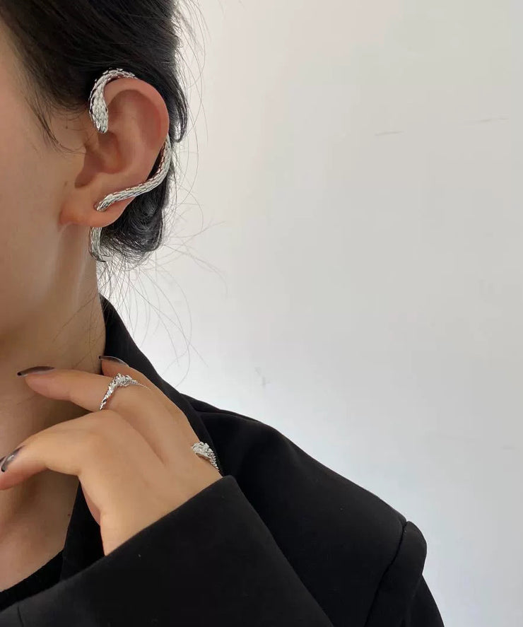 Unique Silk Sterling Silver Serpentin Stud Earrings