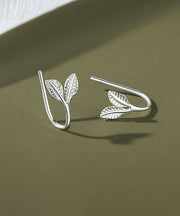 Unique Silk Sterling Silver Small Tender Bud Hoop Earrings