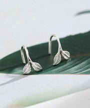 Unique Silk Sterling Silver Small Tender Bud Hoop Earrings