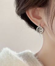Unique Silk Sterling Silver Zircon Circle Hoop Earrings