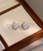 Unique Silk Sterling Silver Zircon Circle Hoop Earrings