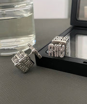 Unique Silk Sterling Silver Zircon Graphic Stud Earrings