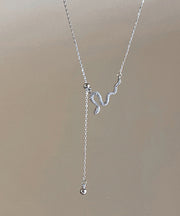 Unique Silk Sterling Silver Zircon Serpentine Pendant Necklace