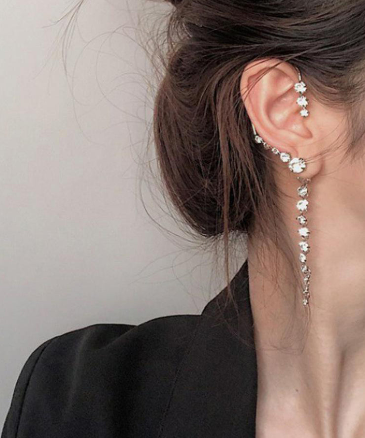 Unique Silk Sterling Silver Zircon Single Drop Earrings