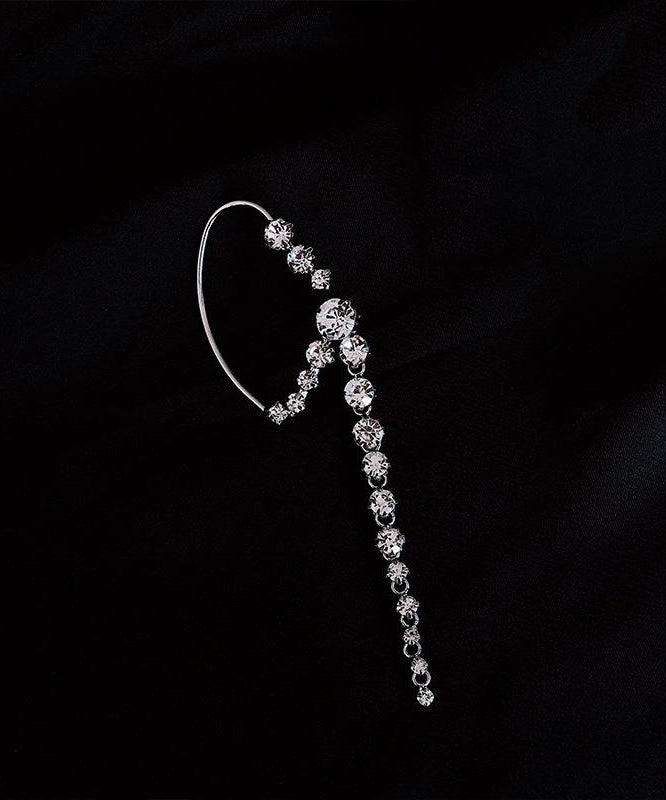 Unique Silk Sterling Silver Zircon Single Drop Earrings