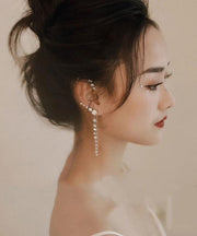 Unique Silk Sterling Silver Zircon Single Drop Earrings