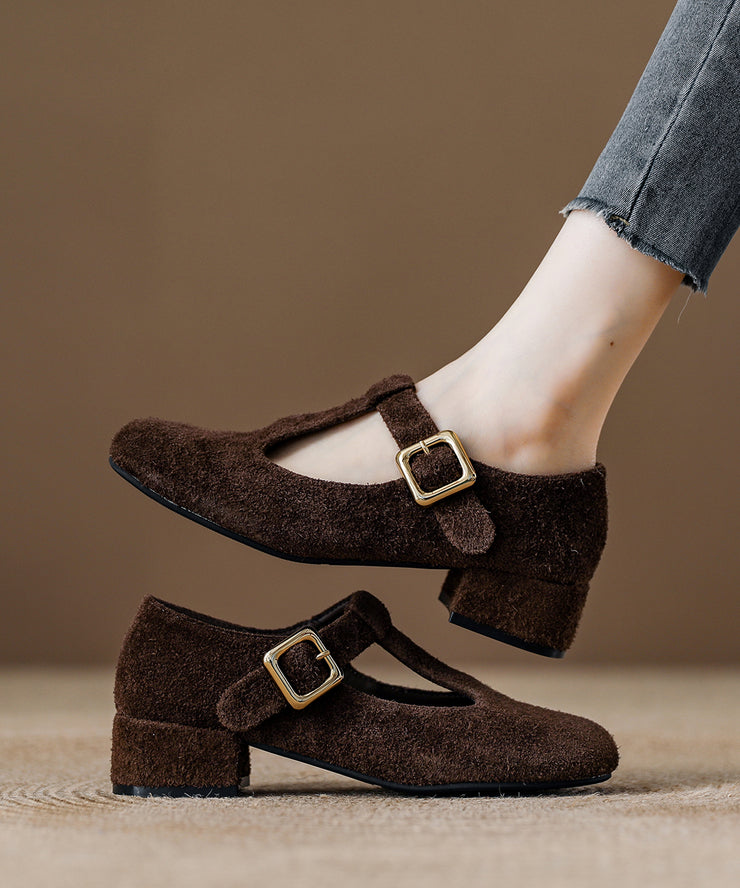 Unique Splicing Chunky Loafers For Women Red Suede