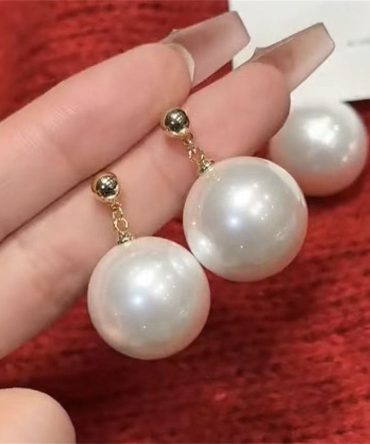 Unique White Copper Alloy Pearl Drop Earrings