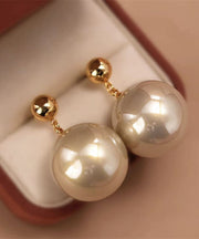 Unique White Copper Alloy Pearl Drop Earrings