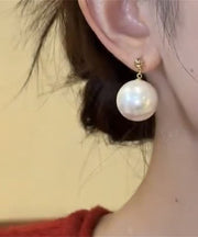Unique White Copper Alloy Pearl Drop Earrings