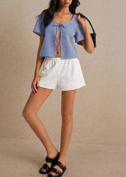 Unique White Embroidered Hollow Out Hot Shorts Summer
