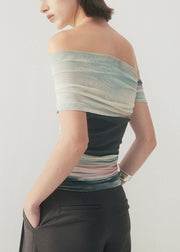 Unique Wrinkled Patchwork Tulle T Shirt Summer
