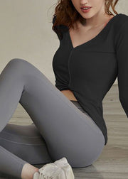Unique Yellow V Neck High Waist Yoga Sports Top And Leggings Set Suit