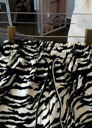 Unique Zebra Pattern Lace Up Elastic Waist Cotton Men Shorts Summer