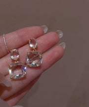 UniqueTransparent Alloy Square Crystal Stud Earrings